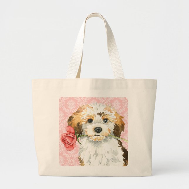 Bolso De Tela Gigante Valentine Rosa Havanese (Frente)