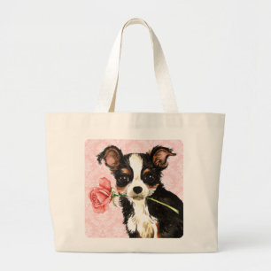 Bolso De Tela Gigante Valentine Rosa Long Coat Chihuahua