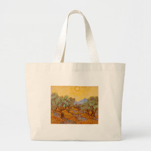 Bolso De Tela Gigante Van Gogh Olive Trees cielo amarillo