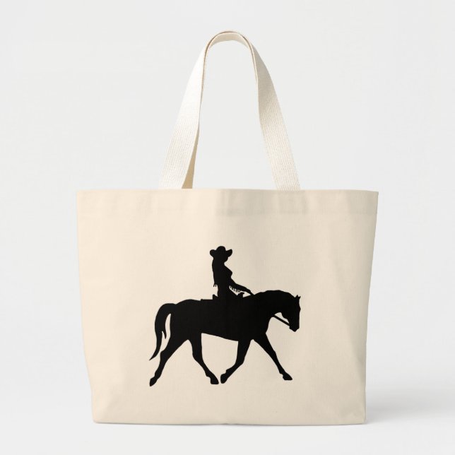 Bolso De Tela Gigante Vaquera que monta su caballo (Frente)