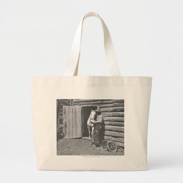 Bolso De Tela Gigante Vaquero que lee una letra (Frente)