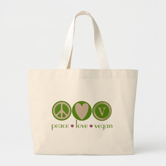 Bolso De Tela Gigante Vegano del amor de la paz (Frente)