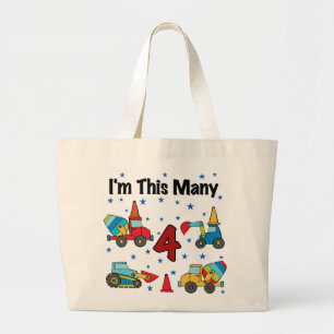 Bolso De Tela Gigante Vehículos de construcción Camisetas de cuarto cump