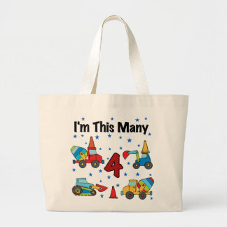 Bolso De Tela Gigante Vehículos de construcción Camisetas de cuarto cump