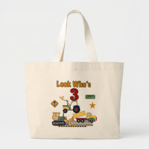 Bolso De Tela Gigante Vehículos de construcción camisetas de tercer cump
