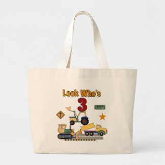 Bolso De Tela Gigante Vehículos de construcción camisetas de tercer cump