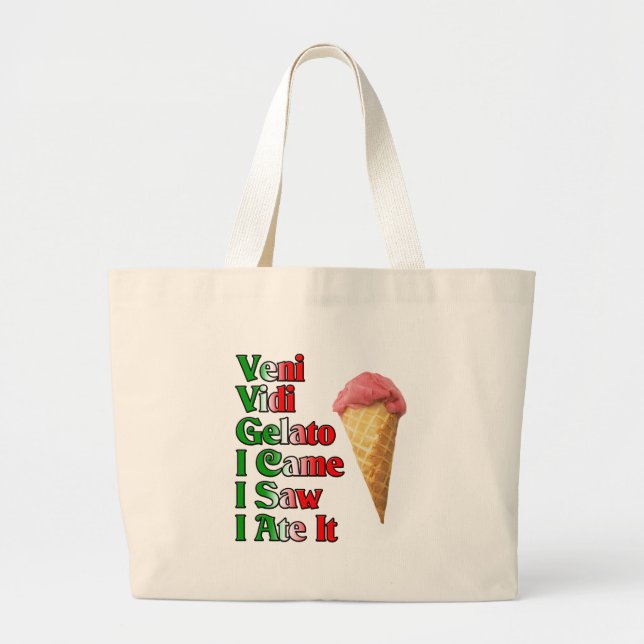 Bolso De Tela Gigante Veni Gelato Vini (vine yo vi que yo lo comí) (Frente)