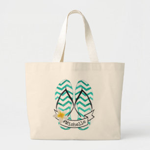 Bolso De Tela Gigante Verano Getaway Beach Flip Flops Personalizado