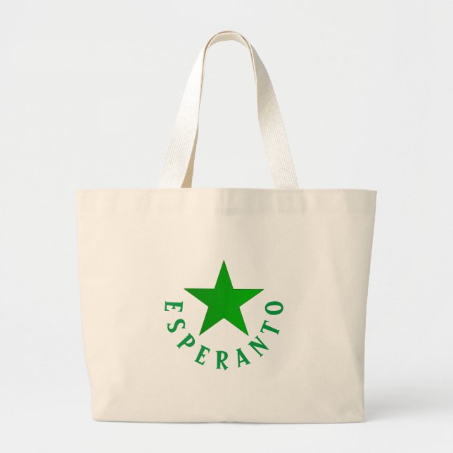 Bolso De Tela Gigante Verda Stelo (Estrella Esperanto) (Frente)