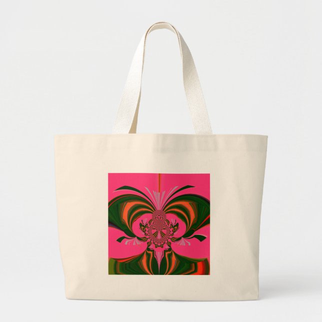 Bolso De Tela Gigante Verde dorado rojo rosado (Frente)