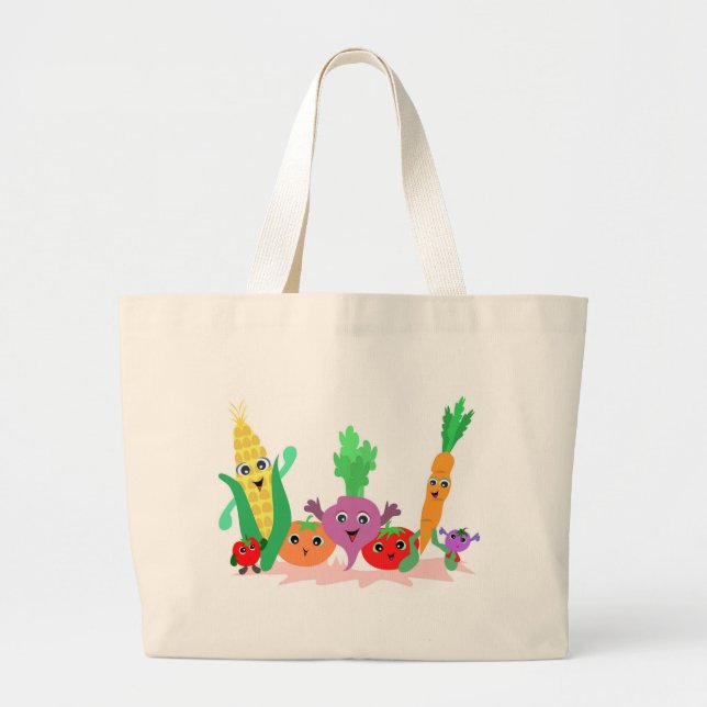 Bolso De Tela Gigante Verduras felices del jardín (Frente)