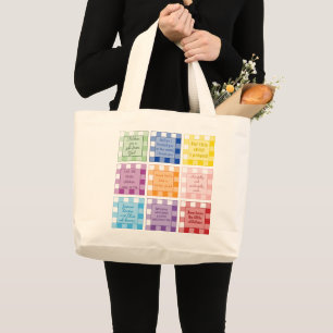 Bolso De Tela Gigante Versos de la Biblia de Gingham sobre niños bebés