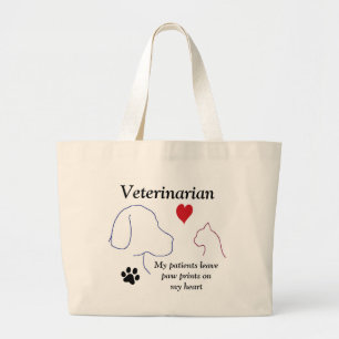 Bolso De Tela Gigante Veterinario - impresiones de la pata en mi corazó