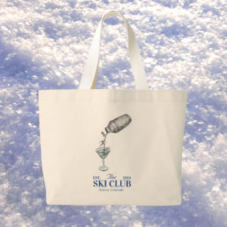 Bolso De Tela Gigante viaje de esquí acuarela azul
