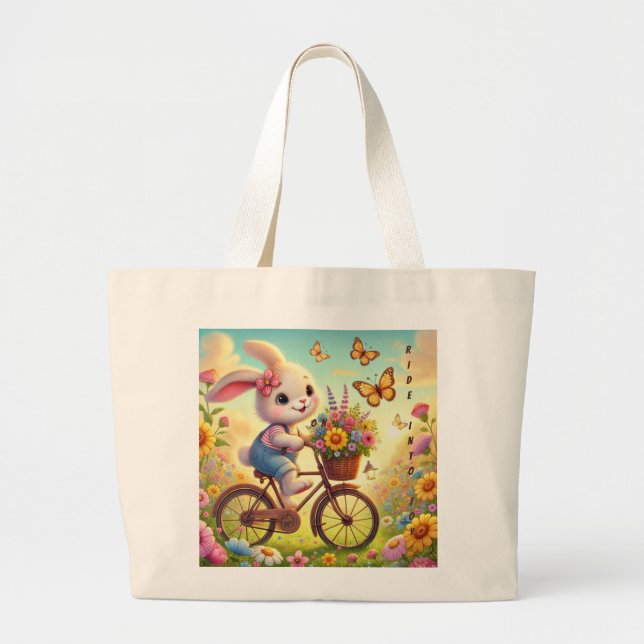 Bolso De Tela Gigante Viaje En Alegría - Bicicleta Bunny (Frente)