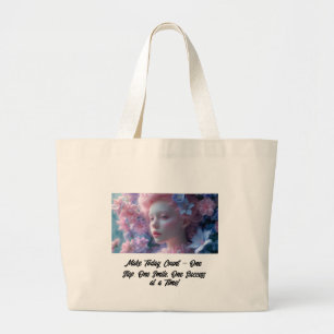 Bolso De Tela Gigante Vibrante retrato femenino con fondo floral