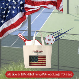 Bolso De Tela Gigante Vida Libertad y Pickleball Divertido Patriótico