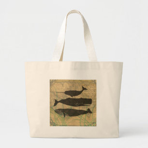 Bolso De Tela Gigante Vida marina náutica de ballena antigua