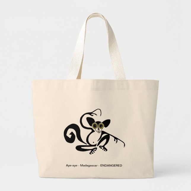 Bolso De Tela Gigante Vida silvestre rara -AYE-AYE-Especies en peligro- (Frente)