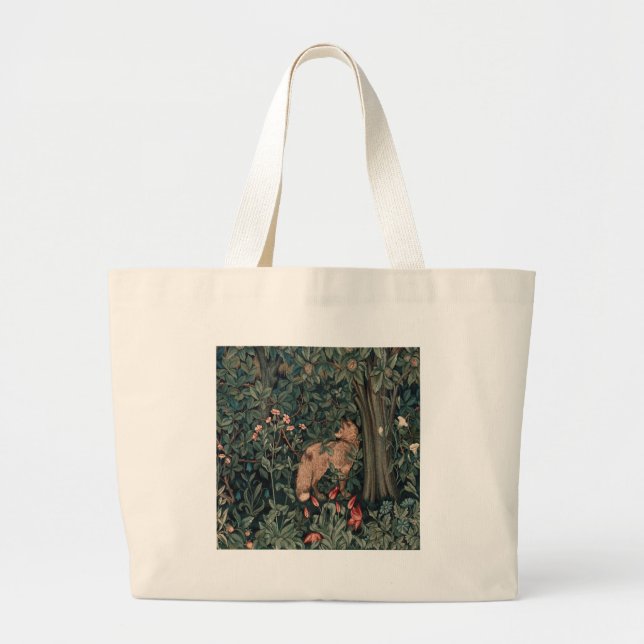 Bolso De Tela Gigante Vida silvestre William Morris Greenery Fox (Frente)