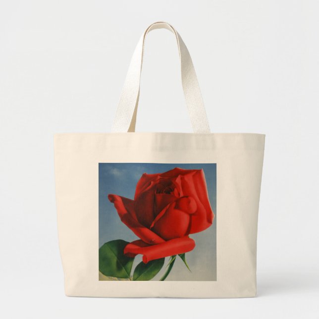 Bolso De Tela Gigante Viñage Montreux Red Rose Suiza Lago Ginebra (Frente)