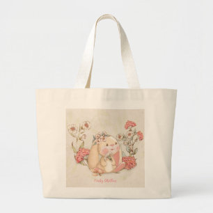 Bolso De Tela Gigante Viñeta Floppy Bunny Floral