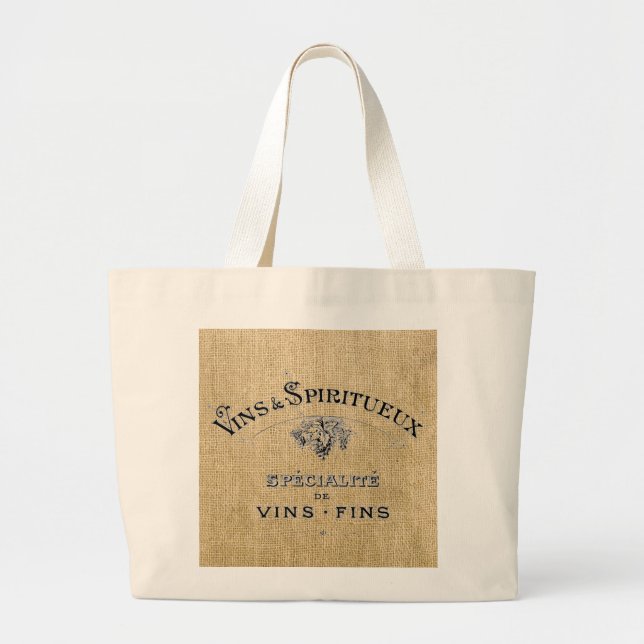 Bolso De Tela Gigante Vino francés en Burlap (Frente)