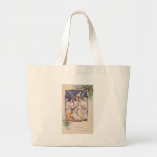 Bolso De Tela Gigante Vintage Christmas Angels