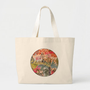 Bolso De Tela Gigante Vintage de la flor hawaiana hula
