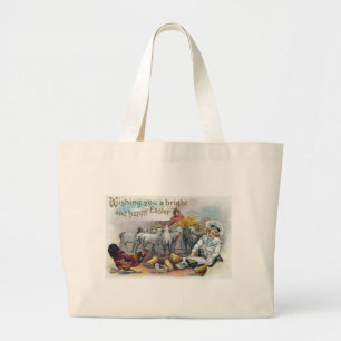 Bolso De Tela Gigante Vintage de saludos de Pascua