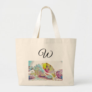 Bolso De Tela Gigante Vintage Drawing Pink Yellow Seashell