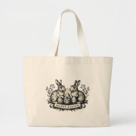 Bolso De Tela Gigante Vintage Easter Bunny Tote Bag | Conejo retro y hue