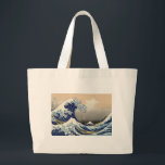 Bolso De Tela Gigante Vintage el monte Fuji y onda<br><div class="desc">Esta impresión del artista japonés, Hokusai, es uno de los pedazos más famosos del ukiyoe de la existencia. En el fondo usted puede ver el monte Fuji que mira minúsculo comparado a la onda gigante en los mares meridionales de la costa de Kanagawa. Este artículo hace un gran regalo para...</div>