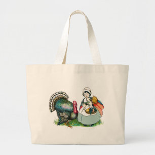 Bolso De Tela Gigante Vintage listo para dar Acción de Gracias