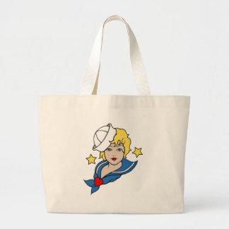 Bolso De Tela Gigante Vintage Sailor Chica con Stars Tattoo Art
