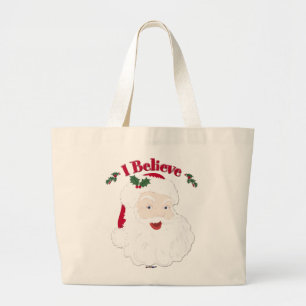 Bolso De Tela Gigante Vintage Santa I Believe Christmas