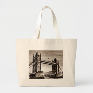 Bolso De Tela Gigante Vintage Sepia London Tower Bridge