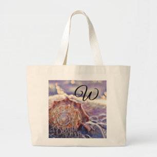 Bolso De Tela Gigante Vintage Watercolor Purple Pink Seashell