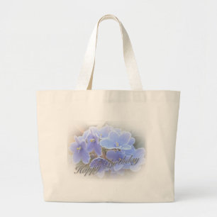 Bolso De Tela Gigante Violetas africanas azules del cumpleaños