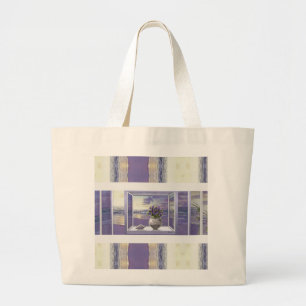 Bolso De Tela Gigante violetas en tarro lunar