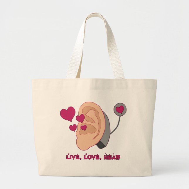 Bolso De Tela Gigante Viva, ame, oiga el tote (Frente)
