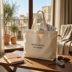 Bolso De Tela Gigante Vive Ligero Vive Profundo Tipografía Minimalista