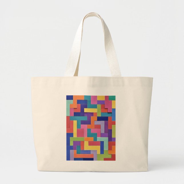 Bolso De Tela Gigante Vivid Grid (Frente)