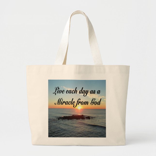 BOLSO DE TELA GIGANTE VIVIR CADA DÍA COMO UN MILAGRO DE DIOS (Frente)