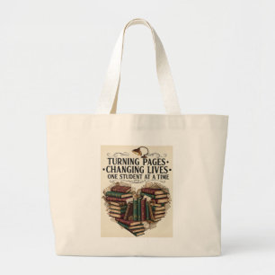 Bolso De Tela Gigante Volviendo Páginas Cambiando Vidas   Corazón de Lib