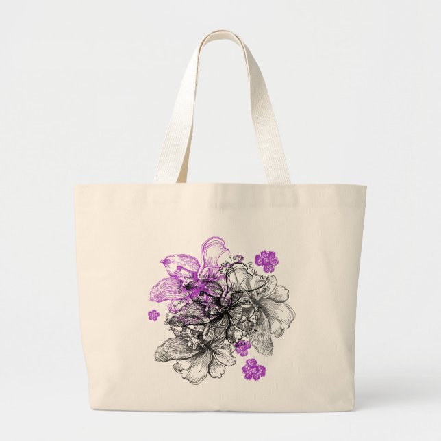Bolso De Tela Gigante Wahine Lace Hawaiian Orchid (Frente)
