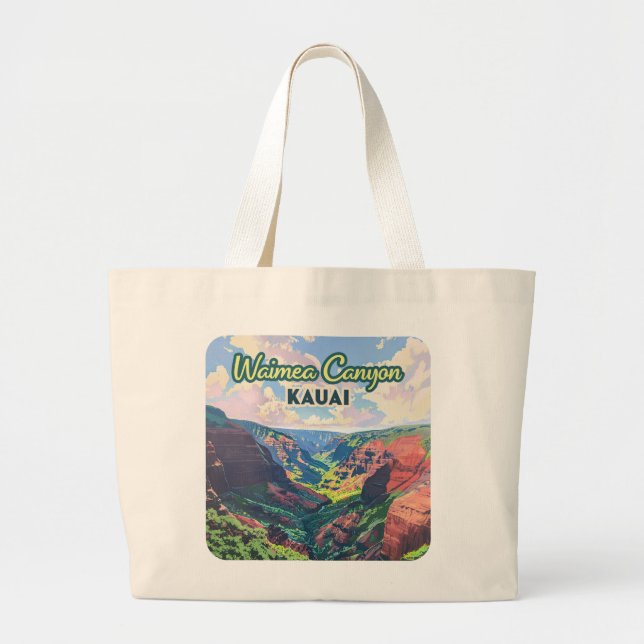 Bolso De Tela Gigante Waimea Canyon Kauai Hawaii Retro (Frente)