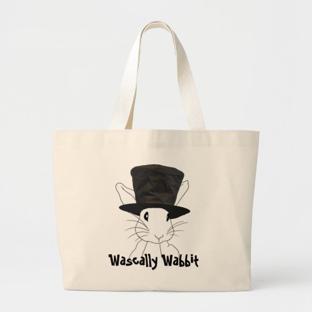 Bolso De Tela Gigante WasBásicamente Wabbit Personalizado Texto de doble (Frente)