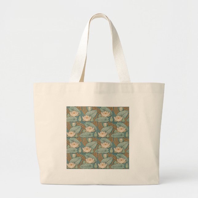 Bolso De Tela Gigante Water Lilies Lily Naturaleza Art Nouveau (Frente)
