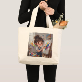 Bolso De Tela Gigante Whimsical Girl Painter Tote Bag